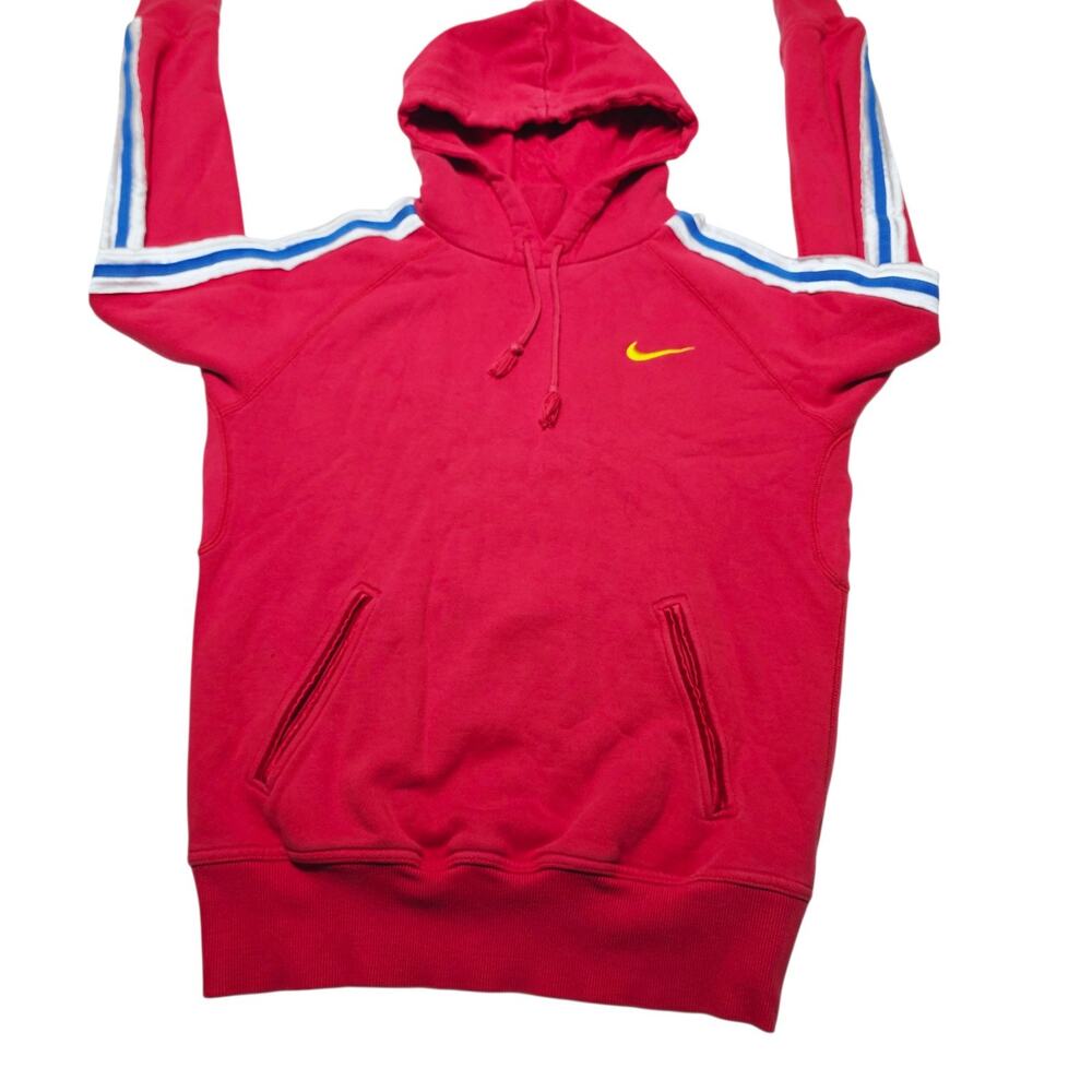 Vintage Nike Hoodie Women’s "Athlete" Graphic Red White Blue Swoosh Small (4-6)